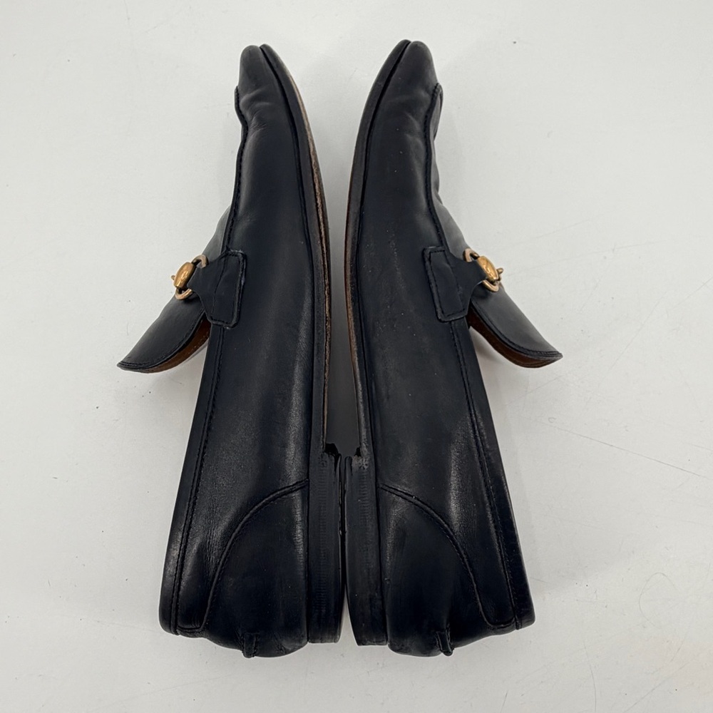 GUCCI Black Leather Horsebit Classic Mens 9 Dress Shoes Loafers FLAWS - Picture 9 of 14